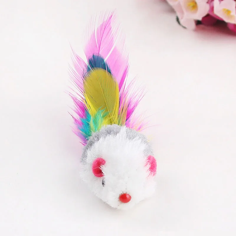 YVYOO 10Pcs/lot Soft Fleece False Mouse Cat Toys Colorful Feather Funny Playing Toys For Cats Kitten D12 YVYOO 10Pcs/lot Soft Fleece False Mouse Cat Toys Colorful Feather Funny Playing Toys For Cats Kitten D12