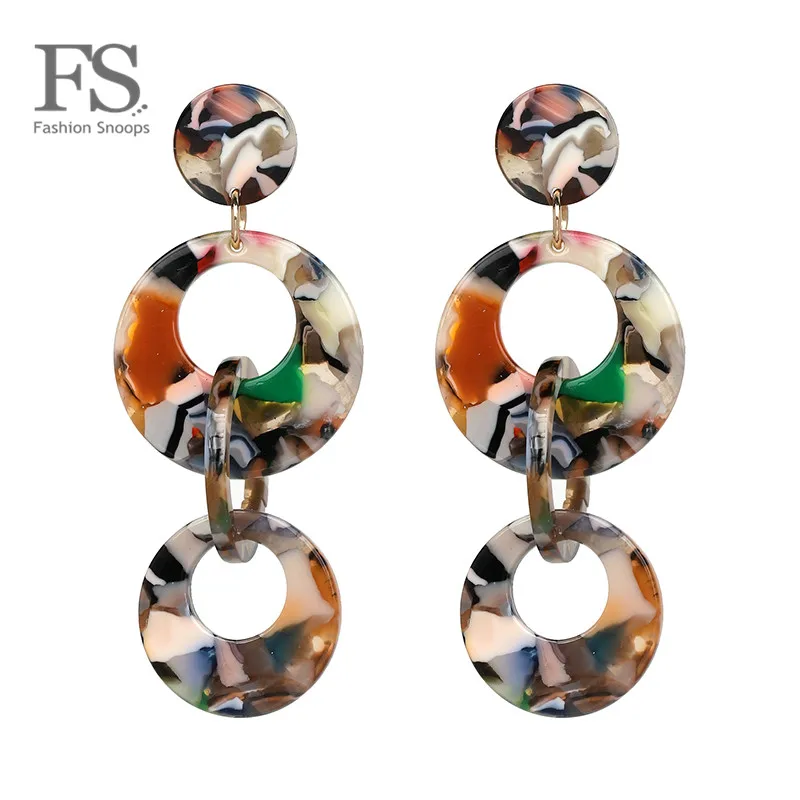 

FASHIONSNOOPS Boho Multilayers Resin Fashion Drop Statement Earrings Charm Long Dangle Earrings Maxi Jewelry For Women Gifts