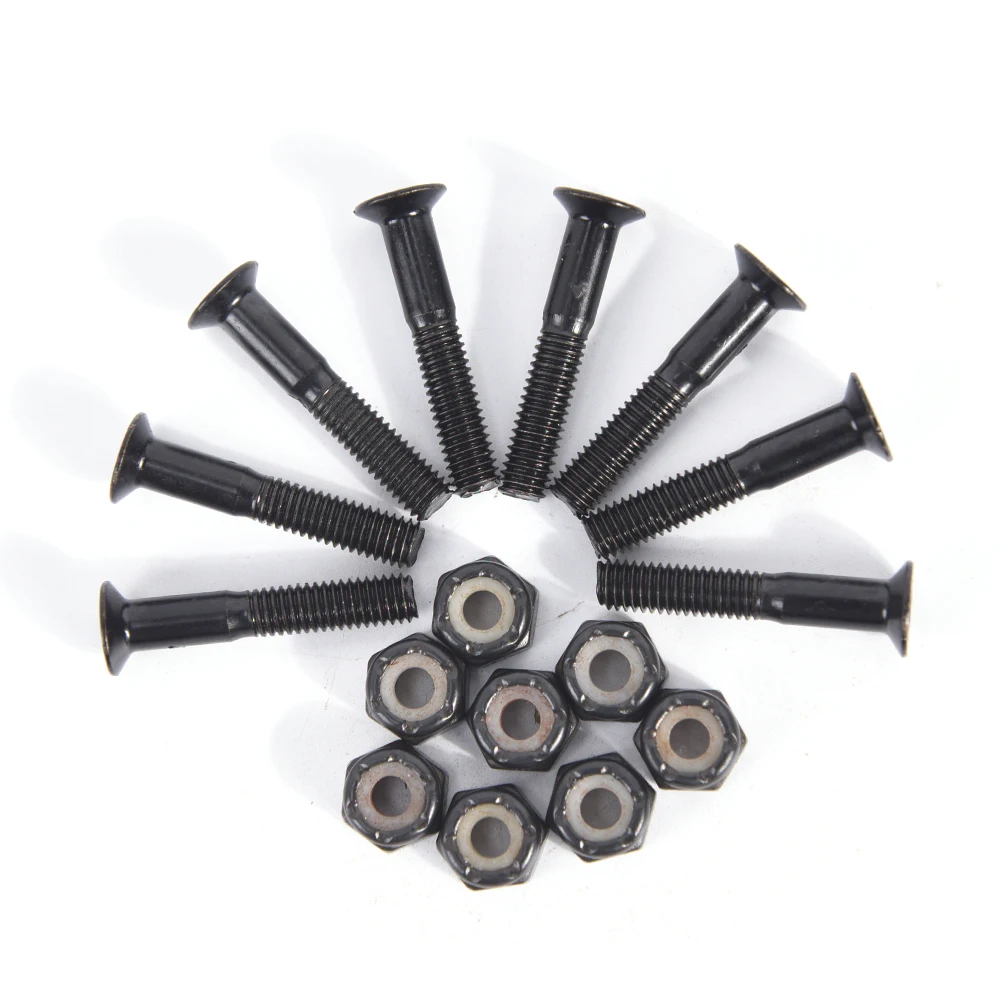 8 Pair Black Skateboard Screws Nuts Long Slide Plate Bolts Longboard Hardware Screws 29mmin