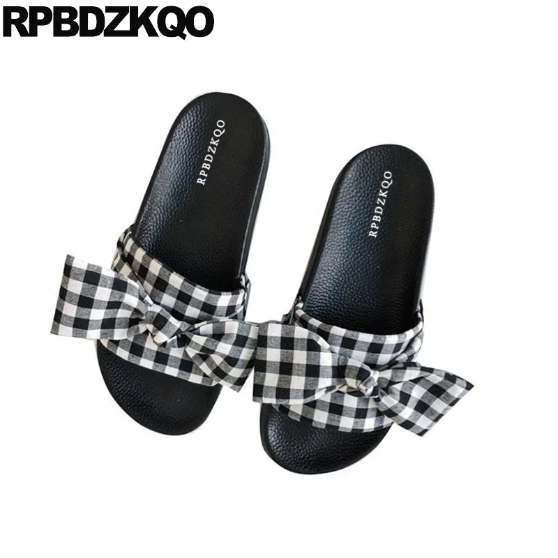 black and white plaid sandals