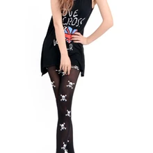 12 шт./партия, женские сексуальные ретро модные колготки с принтом черепа, бархатные колготки с принтом черепа