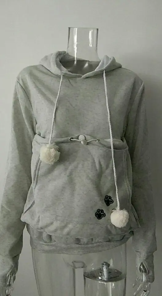 Золотые стрелки карман кенгуру Кофты для женщин с капюшоном кошачьими ушками пуловеры для переноски домашних животных утепленная одежда Д