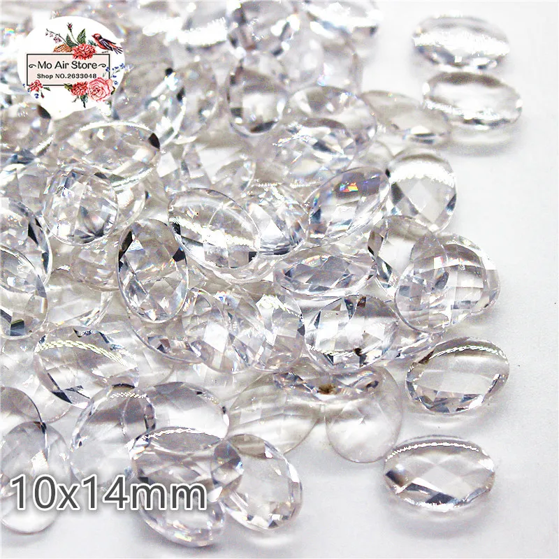 100pcs clear transparent 10x14mm oval acrylic Flat back Cabochon Art Supply Decoration Charm Craft | Дом и сад