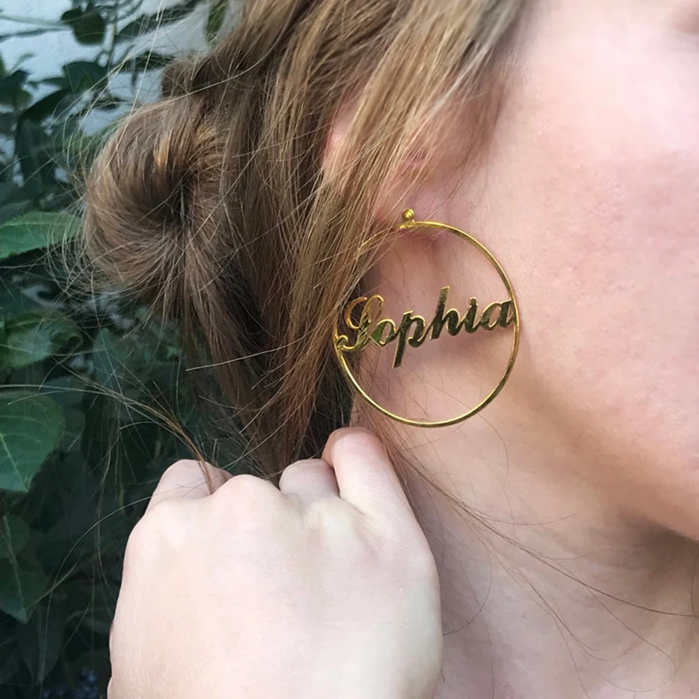 

RIR Name Earrings Personalized Large Hoop Earrings NameGold Hoop Earrings Name Personalise Earrings Christmas Gift for Mom