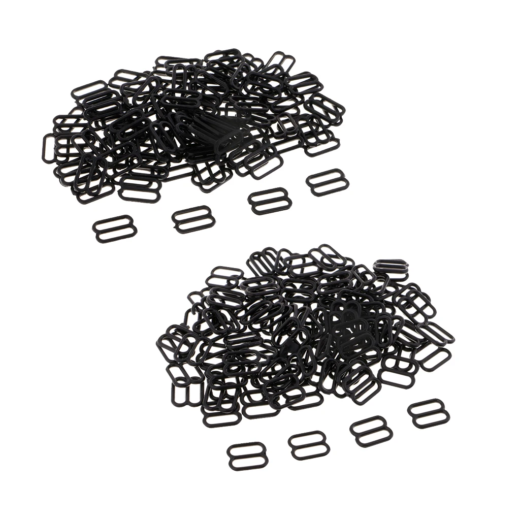 

200pcs DIY Nylon Bra Strap Buckles Sliders Hooks 8 Lingerie Sewing Fasteners 10/12mm