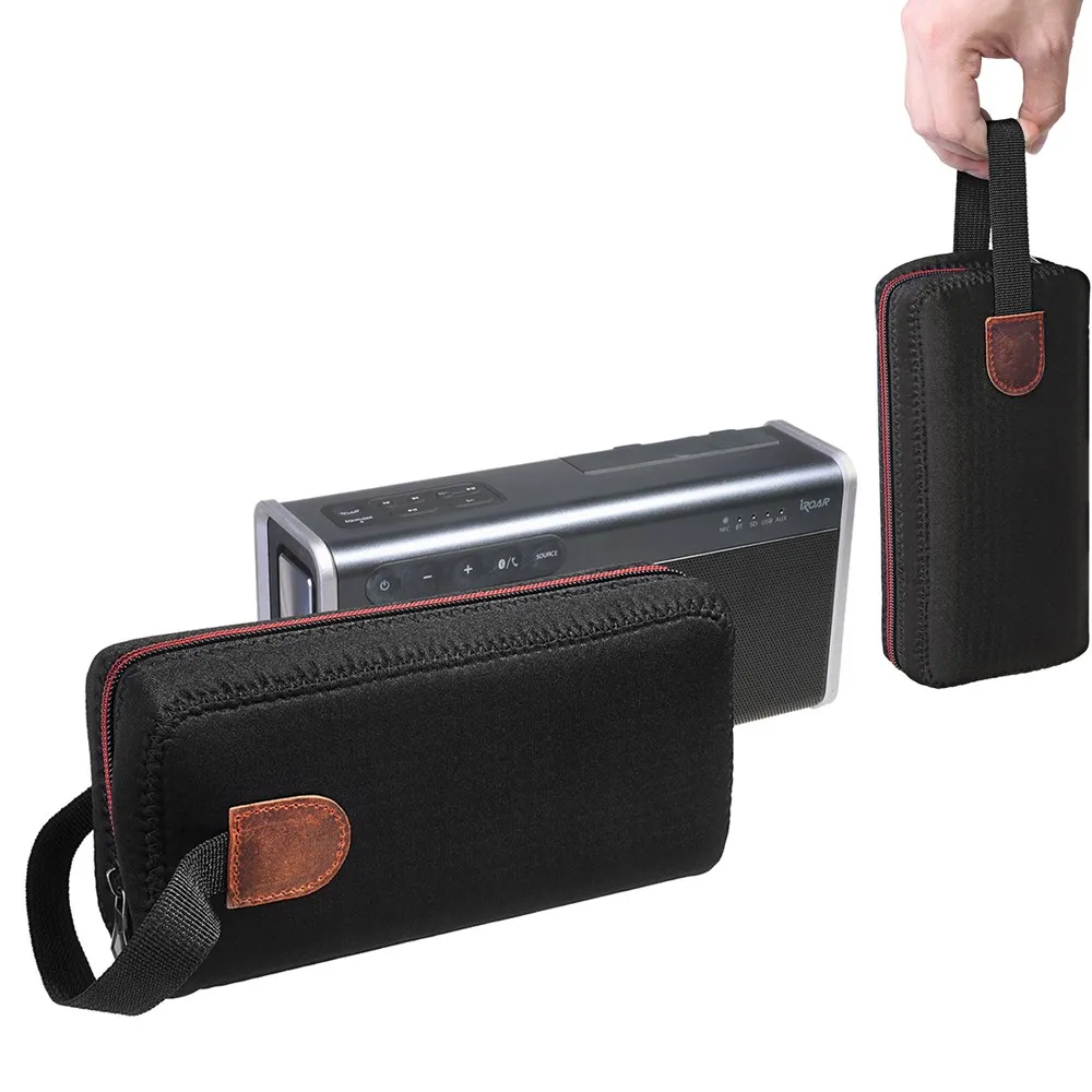 

Neoprene Carrying Explosion-proof Case Bag with Leather Accent for Creative iRoar Go Speaker