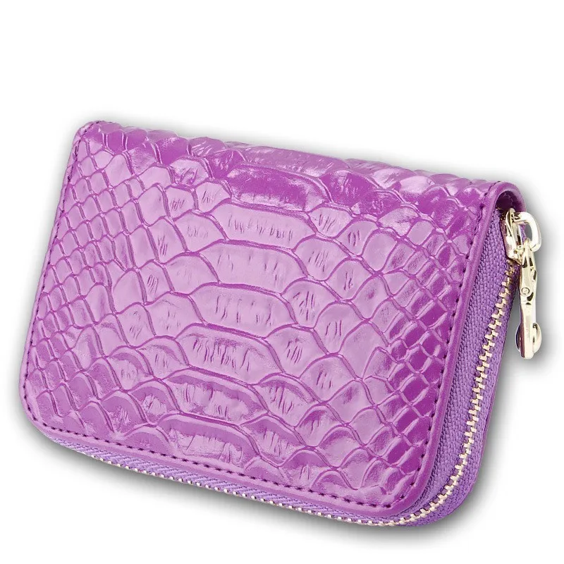 Женская мода Натуральная кожа маленький кошелек держатель для карт чехол сумка для хранения Змеиный Кошелек для монет Porte Carte Tarjetero Mujer - Цвет: purple