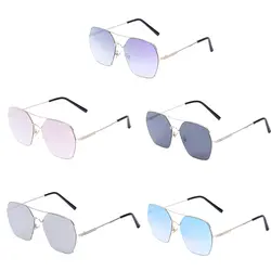Солнцезащитные очки в стиле ретро модные Светоотражающие плоский Топ Солнцезащитные очки металлический каркас солнцезащитные очки UV400