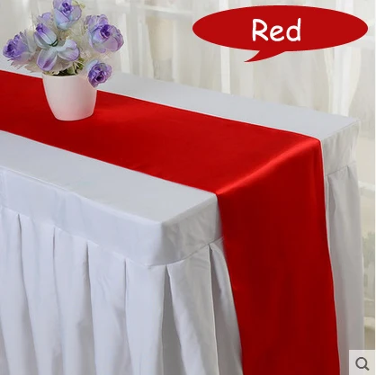 Hot 10pcs/lot Wedding Party Decoration 30*275cm Red/Pink/Blue 16 colors Satin Table Runner Ceremoney Event Kids Birthday Decor - Цвет: red