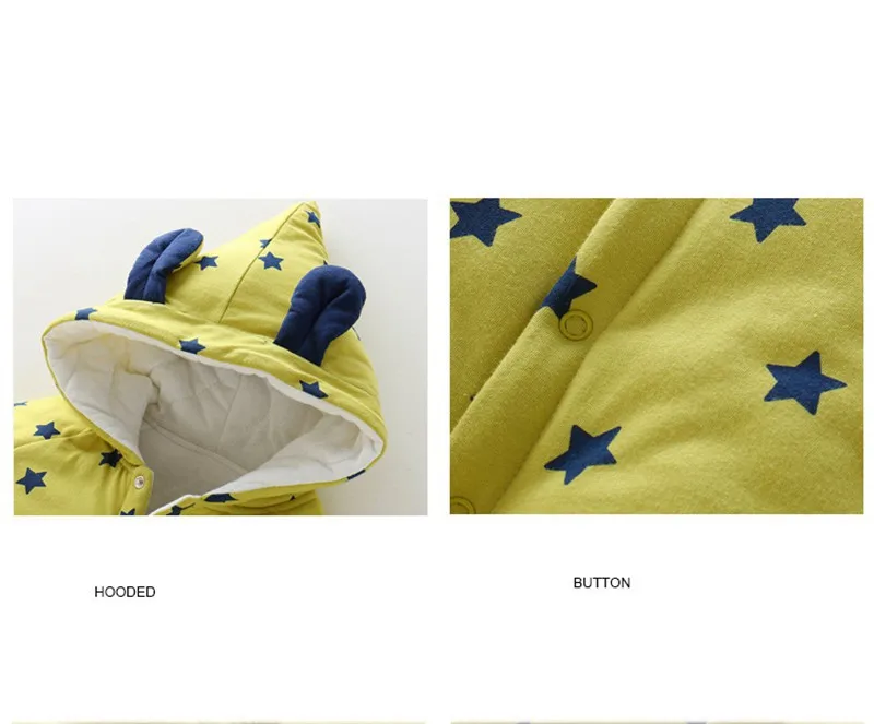 CROAL CHERIE 60-100cm Fashion Star Printing Baby Girl Winter Clothes Hooded Warm Newborn Romper Baby Costume Christmas Costume (1)