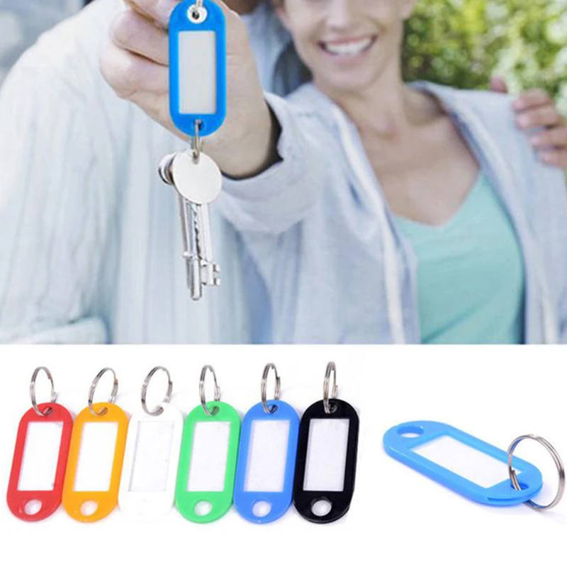 

10Pcs Plastic Keychain Blank Key Ring DIY Name Tags For Baggage Paper Insert Luggage Tags Mix Color Key Chain Accessories 7C1468