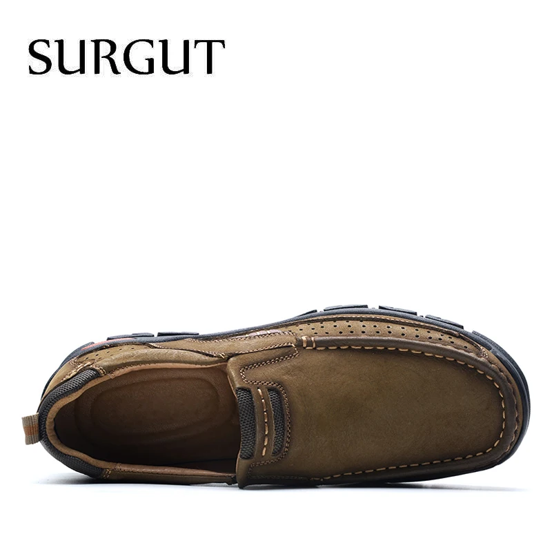 SURGUT/классические удобные Для мужчин повседневная обувь Мужские лоферы из натуральной кожи высшего качества; Для мужчин Туфли без каблуков Лидер продаж Мокасины
