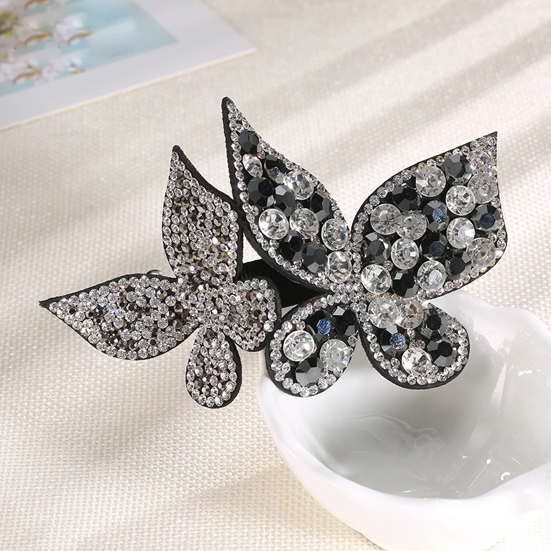 Корейский простой кристалл бабочка заколка для волос для девочек милые Стразы заколки для волос Женская мода Полный алмаз аксессуары для волос