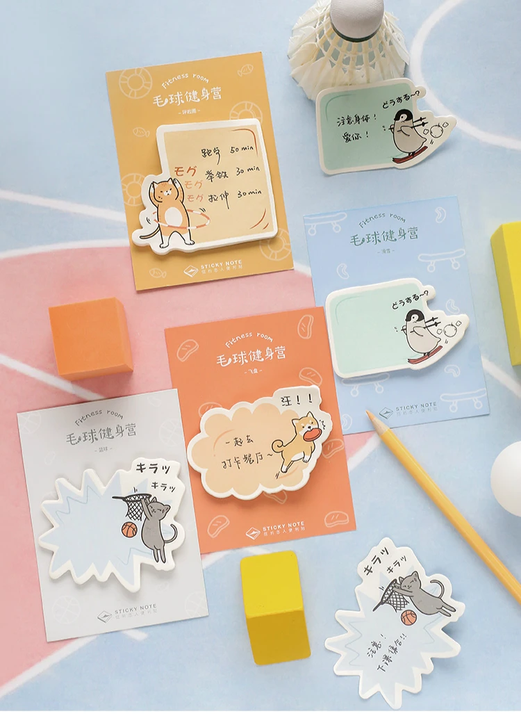 Mr Paper 30pcs/lot 4 Designs Kawaii Cartoon Sports Animal Creative Memo Pad Sticky Notes Notepad Diary Self-Stick Notes Memo Pad