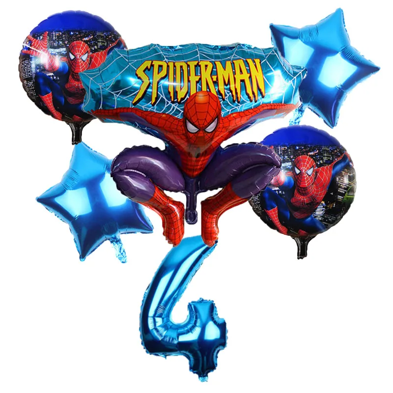 6 шт./лот шары с изображениями Человека-паука 32 дюйма Количество воздушных шаров набор Человек-паук вечерние надувные гелиевые фольгированные шары украшения на день рождения - Цвет: blue 4