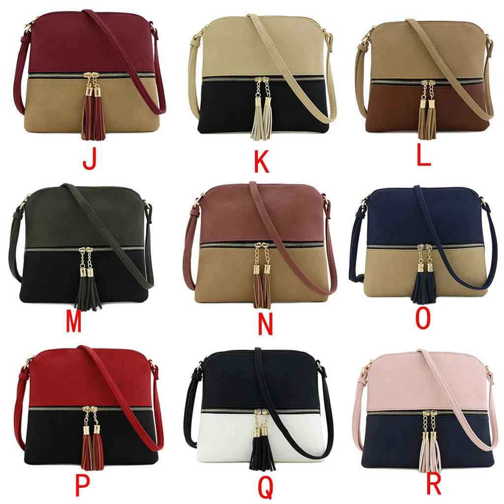 Maison Fabre Fashion Women Leather Crossbody Bag Hit Color Tassel Shoulder Bags Luxury Women Handbag Zipper Messenger Bag No28