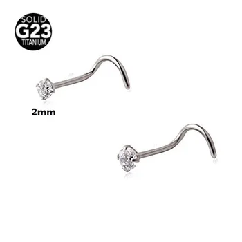 

50pcs/lot G23 Titanium 20g 18g Nose Twist Screw Ring P Nose Stud Body Jewelry