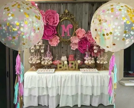 

Confetti Balloons Birthday Bouquet Kit Balloon Set Giant 36" Balloon Large Balloon And 3 package Paper Tassels Baby Shower