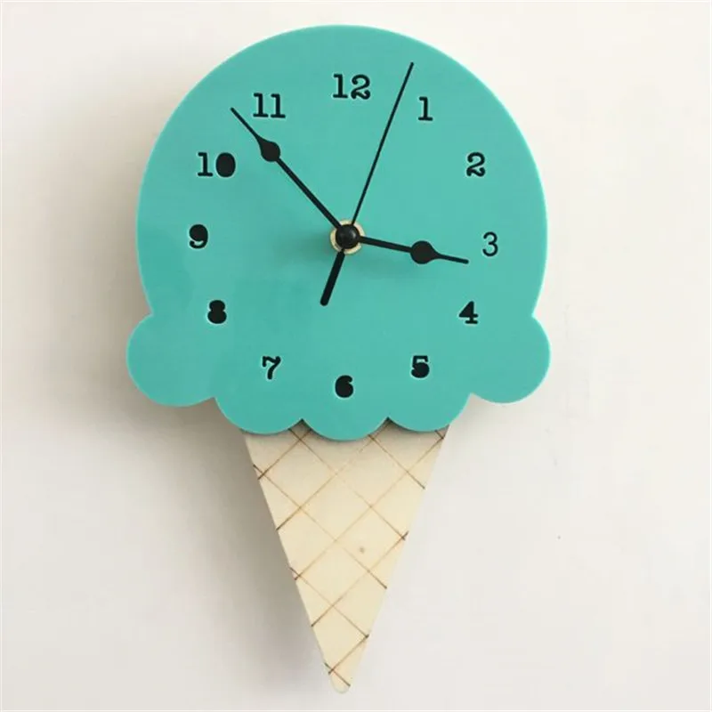 Nordic Ice Cream Wall Clocks Cartoon Mute Watch Wall Home Decor Kids Room Wall Decoration Ornament Baby Room Christmas Best Gift 