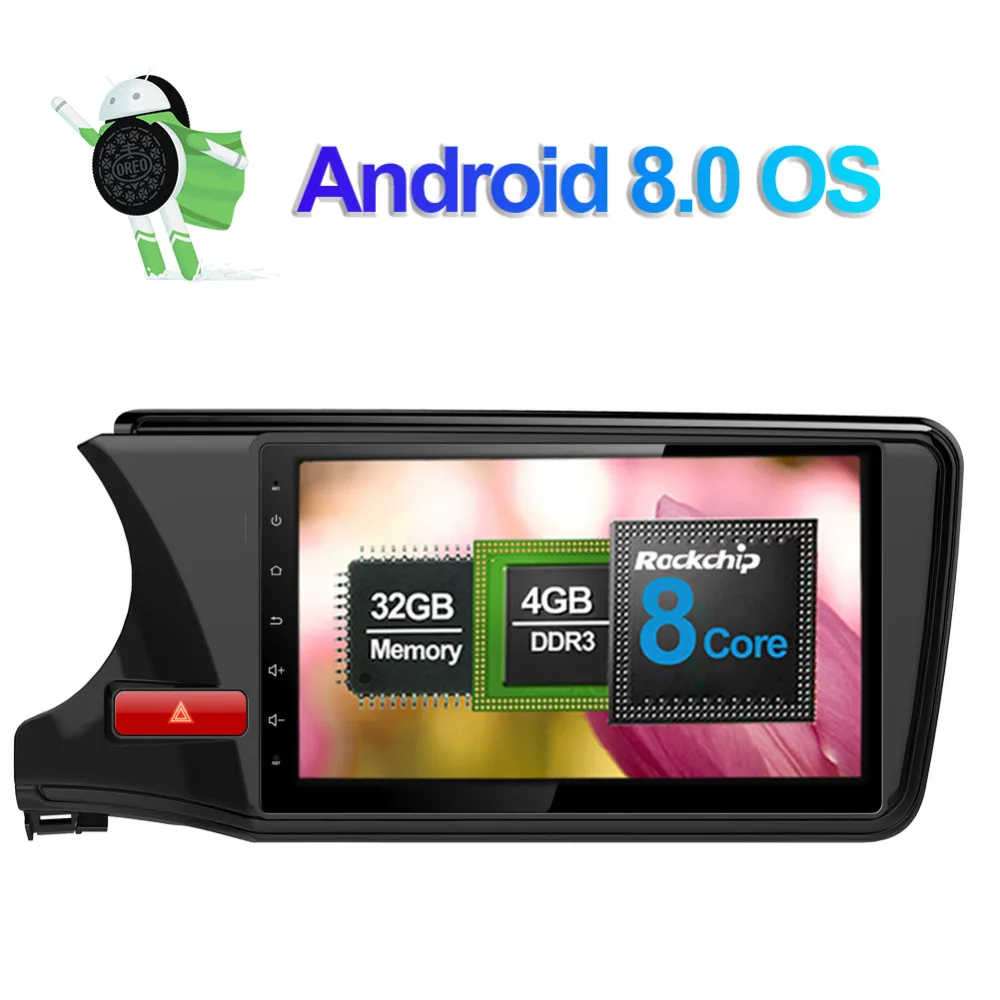 Perfect 10.1 Inch 4GB RAM Android IPS Screen Car Video Multimedia Player For Honda City 2014- Left Hand Drive Car GPS Radio Stereo Wifi 1