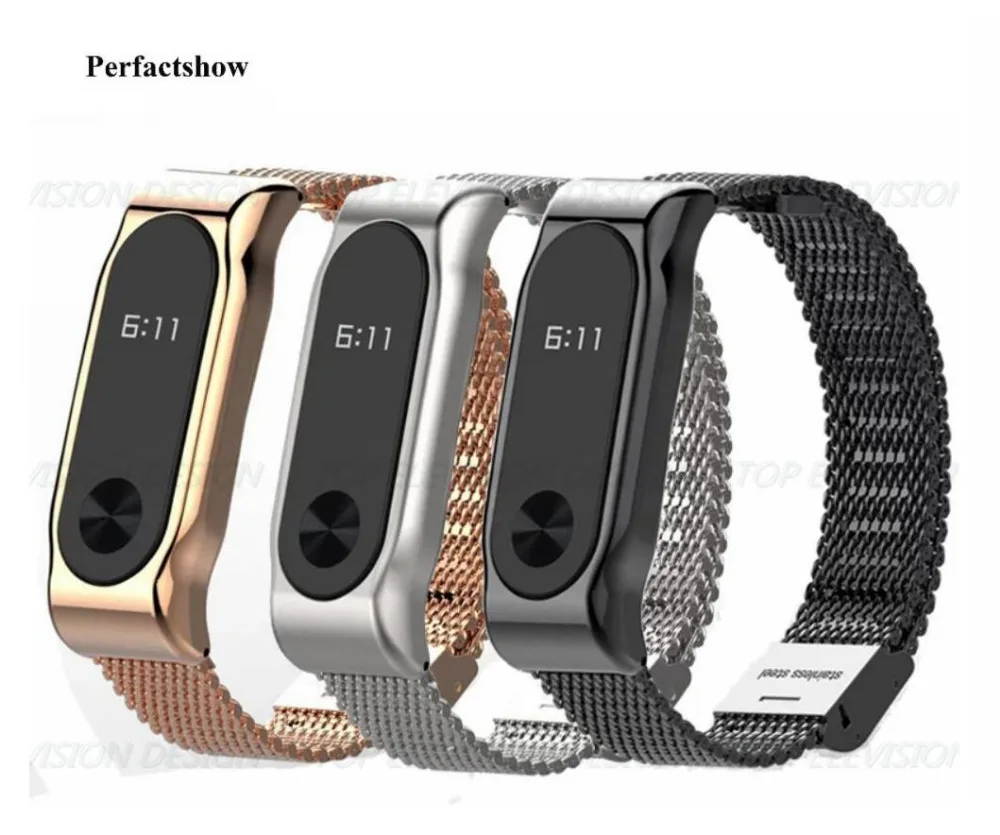 

Screwless Metal Strap Band For MiBand 2 Wristbands Stainless Steel Bracelet Xiaomi Mi Band 2 pulse gift Screen Film Protector