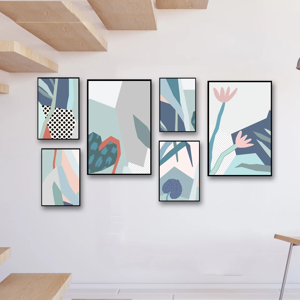 

Watercolor A4 Pictures Art Modern Canvas Flowers Painting Minimalist Nordic Style Prints Geometric Poster Living Room Wall Decor