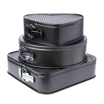 

3Pcs Stainless Steel Heart/Round/Square Springform Pan Cake Baking Mold Non-stick Bakeware Mould Cooking Tool Bottom Buckles C42