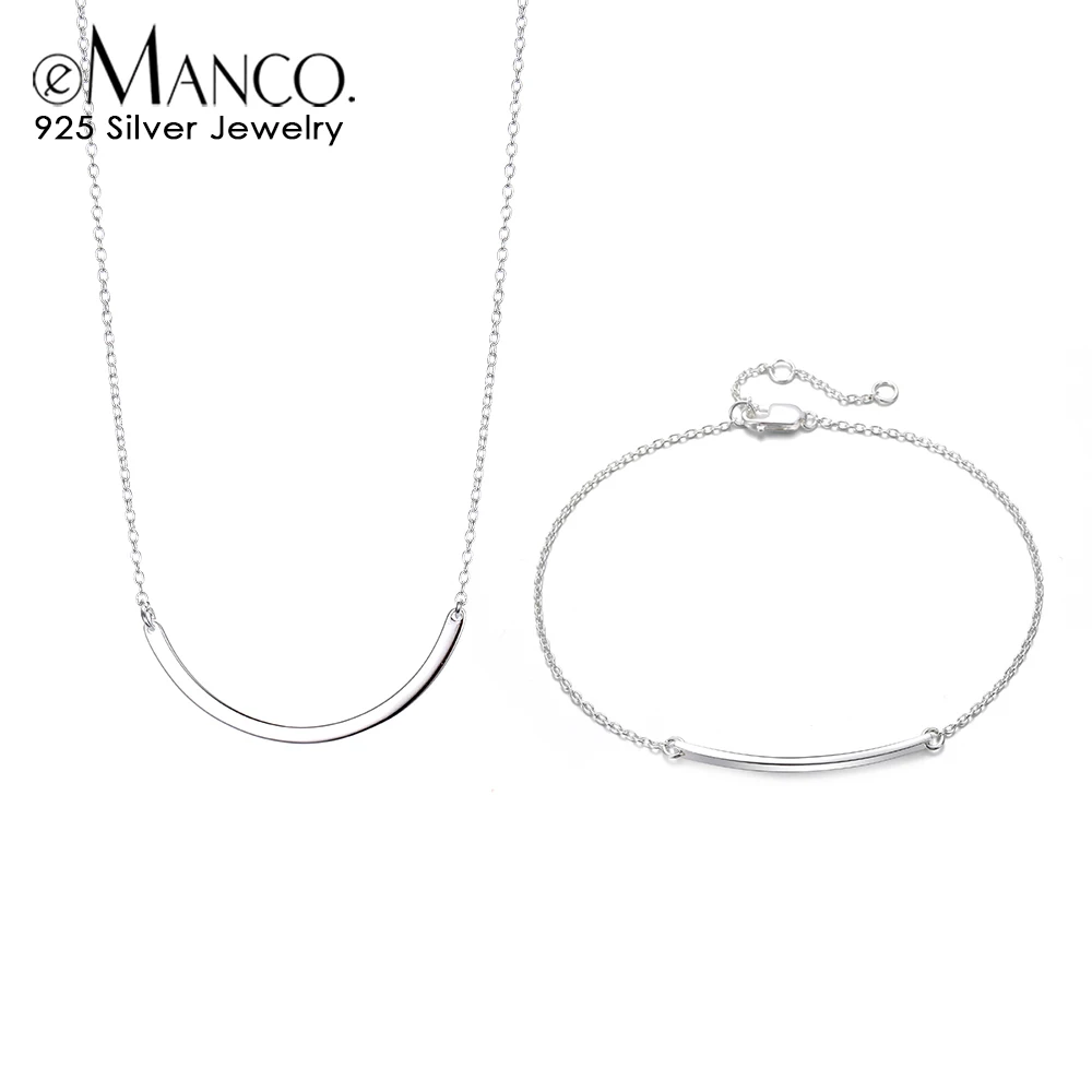 

eManco Elegant Pendant Necklaces with Bracelet Jewelry Sets for Women Engagement Gifts Geometric Friendship Gifts Two Colors