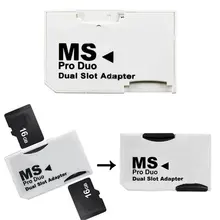 High Quality Dual 2 Slot 32GB Micro For SD SDHC TF to Memory Stick MS Card Pro Duo Reader Adapter For PSP Gaming Storage