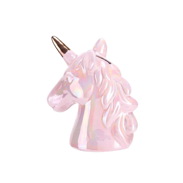 Nordic unicorn piggy bank ceramic crafts home decoration bedroom decorations piggy bank Decor Gift Living room decoration - Цвет: pink