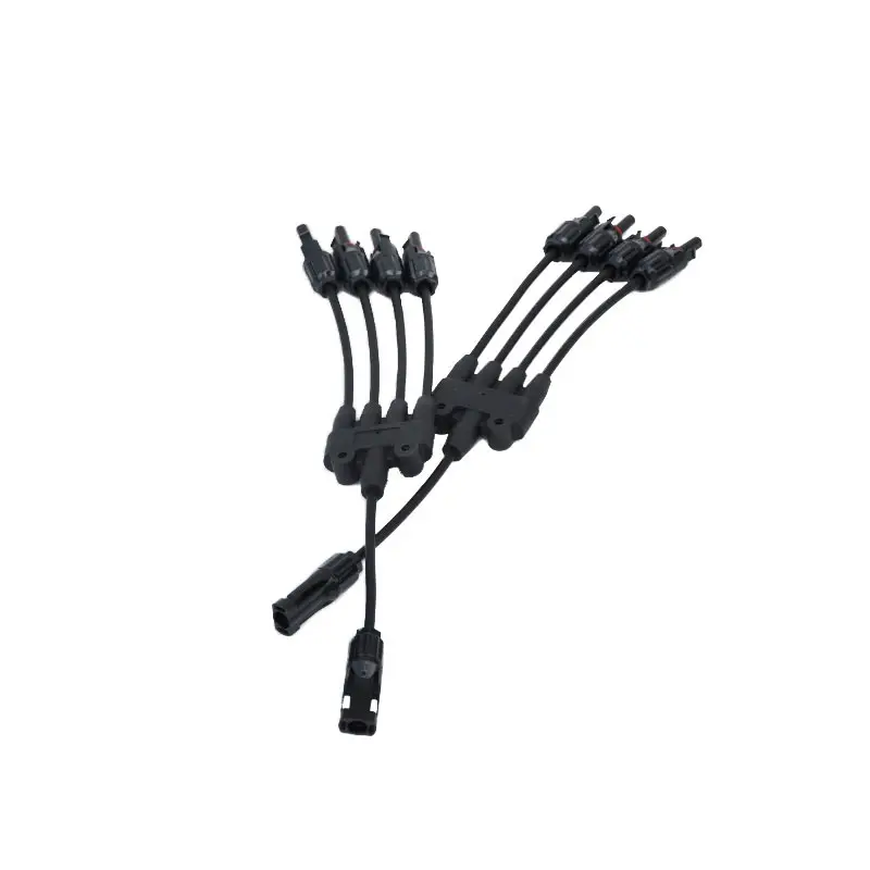 

Female Male MC4 Y Branch Connectors 1 to 4 Parallel Adapter Cable Wire Plug Tool Kit for 4 Pcs of Solar Panel IP 67 Waterproof