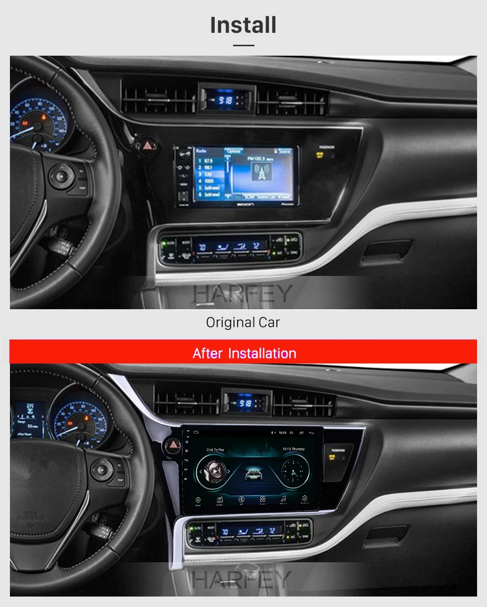 Flash Deal Harfey 10.1"Android 8.1 Car Stereo Screen Radio For Toyota Corolla(LHD) 2017 Car Multimedia player Wifi Bluetooth GPS Navigation 2