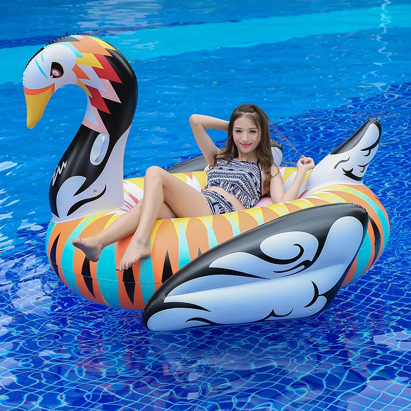 

Wholesale 190cm Rainbow/Pink Swan Pool Accessories Beach swimming float for adults Flamingo Piscina Inflatable Raft Party to