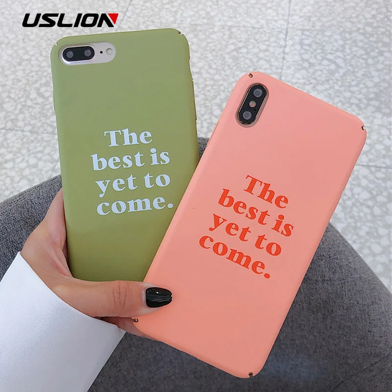 

USLION Simple Letter Words Phone Case For iPhone 7 8 Plus XS Max XR X Cases For iPhone 6 6S Plus Hard PC Full Back Cover Couple