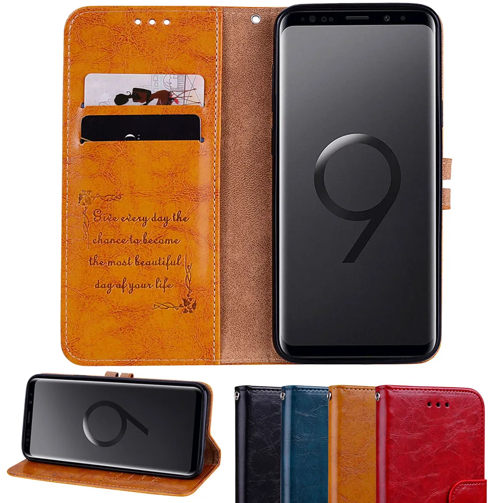 

Phone Case For Samsung Galaxy S6 S7 Edge S8 S9 Plus Note 8 9 Vintage Business Style PU Leather Flip Wallet Cases Back Cover