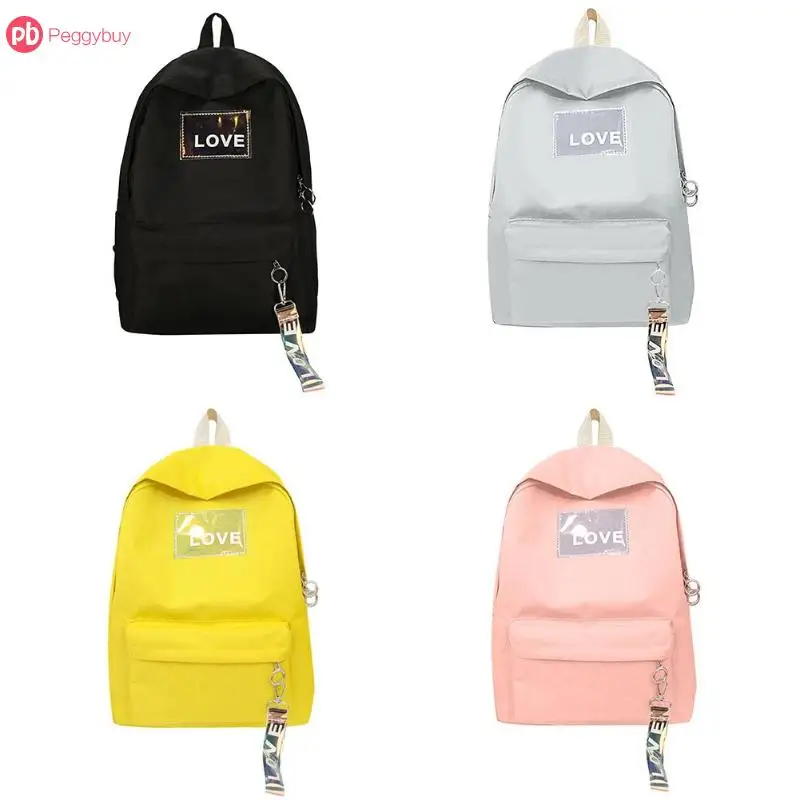 

4 Candy Bright Colors Fashion Casual Women Love Print Backpacks School Big Capacity Travel Shoulder Bags Easy To Carry