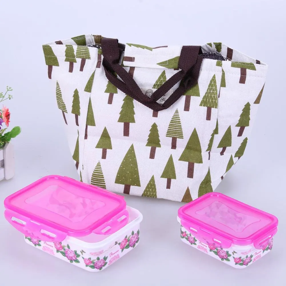 Портативный Ежик/Полярный медведь/дерево холст Bento обеденная Сумка Изолированная коробка для еды Горячая