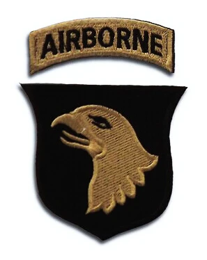 

Outdoor 101 AIRBORNE Embroidery Patch Hook And Loop Cloth Epaulette Armband Tactical Badge Khaki Color