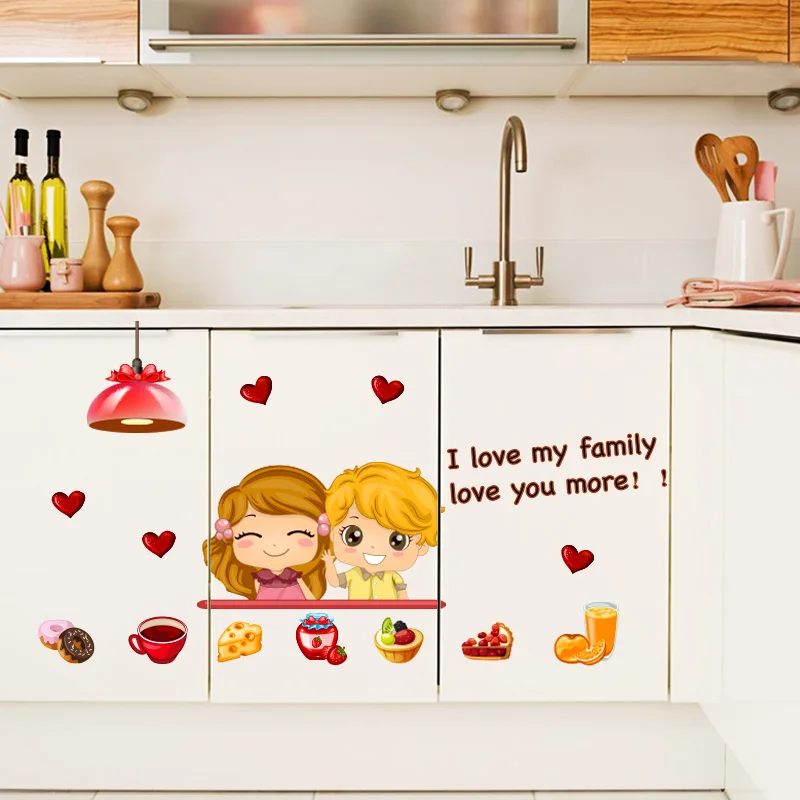 

Happy Time Wall Decal Sticker Home Decor DIY Removable Art Vinyl Mural For Kitchen Background/Cabinet/Dining Room QTB301 Cartoon