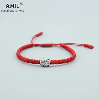 AMIU 3 Colors Tibetan Buddhist Prayer Bead Lucky Charm Tibetan Bracelets & Bangles For Women Men Handmade Knots Rope Bracelet