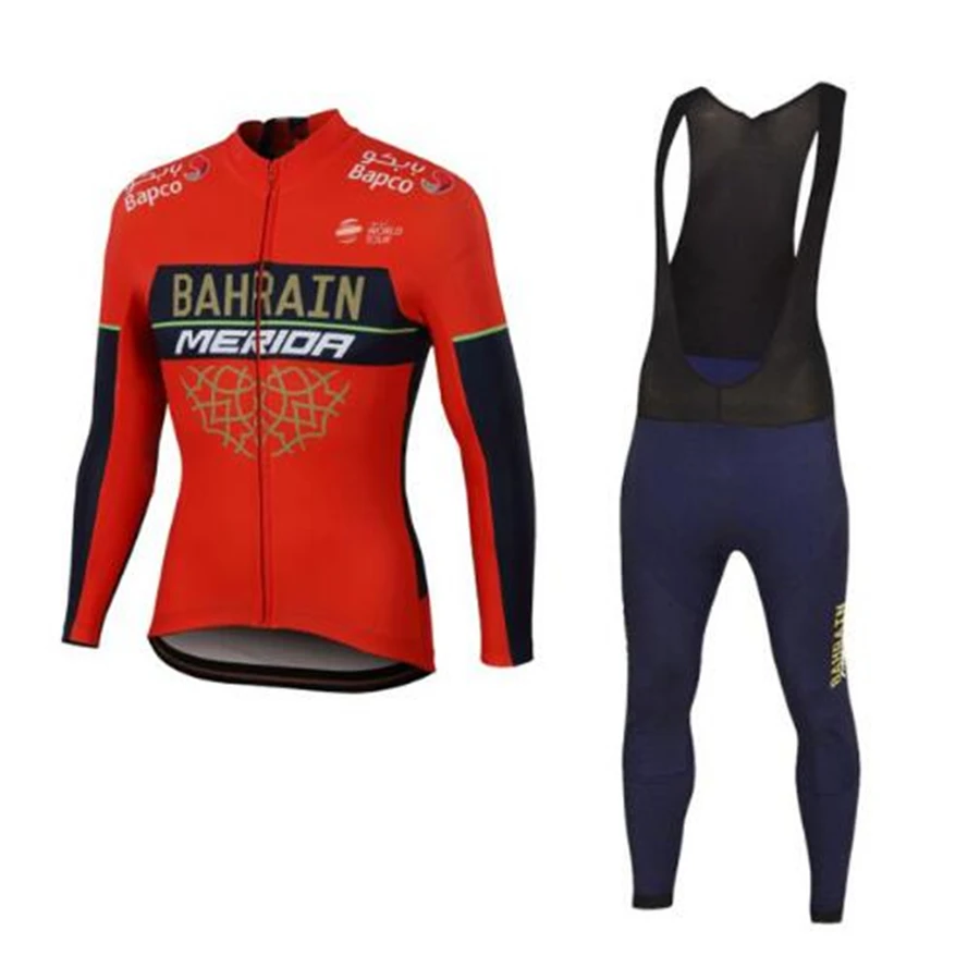 BAHRAIN MERIDA TEAM Cycling Jersey Long Pants Set Ropa Ciclismo Winter