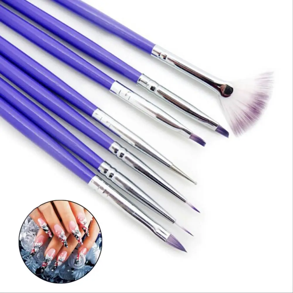 

Purple Handle Nail Art Design Brush Manicure Painting Dotting Tool Uv Gel Nail Polish 3D Nail Art Brush Pen 7pcs/Set M03459