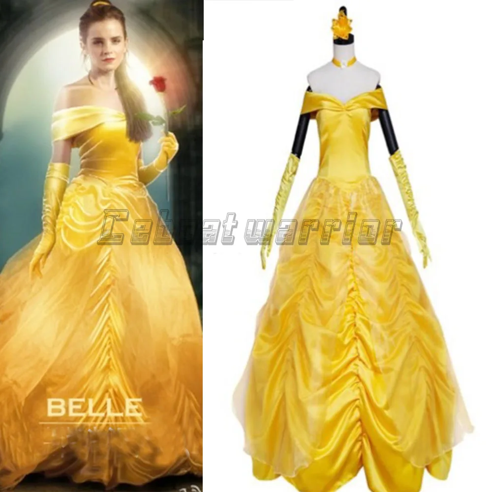 18 Movie Beauty And The Beast Princess Belle Cosplay Costume Belle Adults Yellow Dress Custom Made Belle Cosplay Costume Costume Bellebelle Cosplay Aliexpress