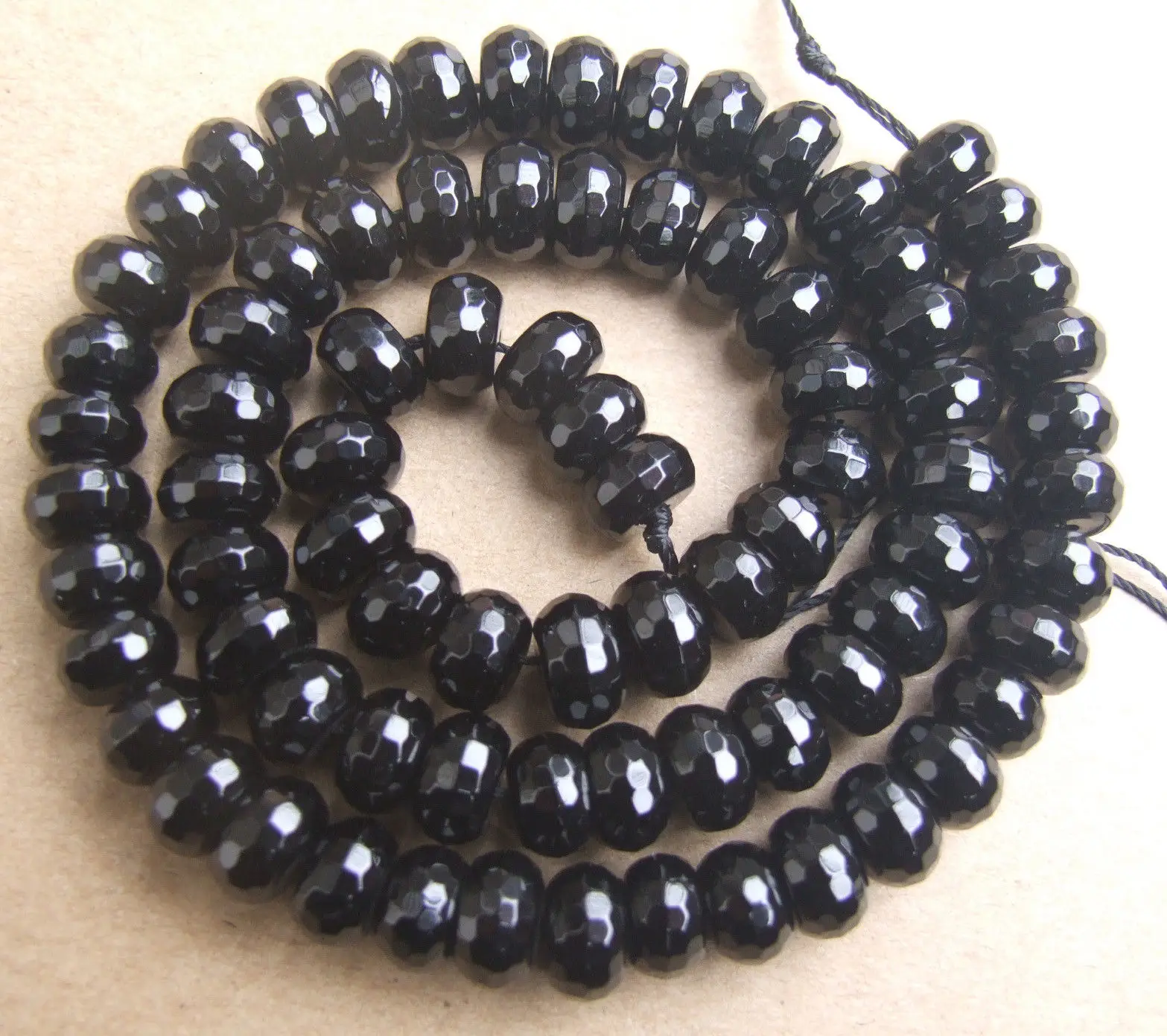 

2x4mm 4x6mm 5x8mm 6x10mm 8x12mm 10x14mm 12x16mm Black Onyx Faceted Rondelle 15"
