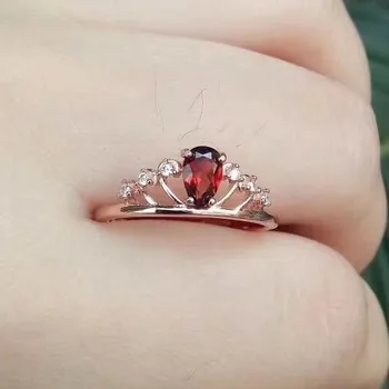 

Fidelity Natural 4*6mm garnet Rings s925 sterling silver crown fine Jewelry for women weddings Natural red gemstone