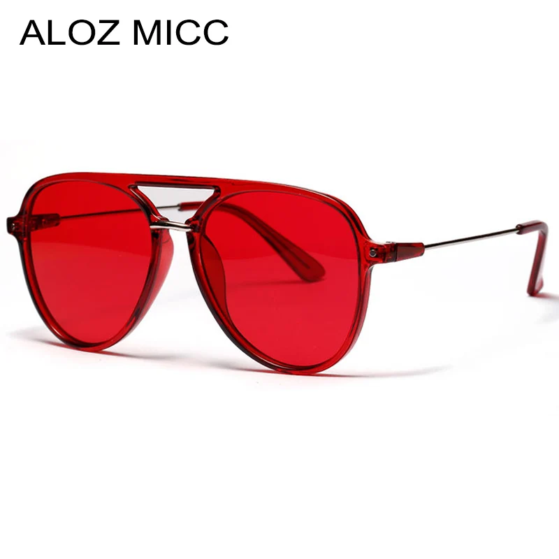 Новинка 2019 красные женские брендовые солнцезащитные очки авиаторы ALOZ MICC для