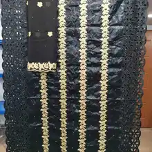 Buinea парча ткань высокого качества Кружева Базен brode getzner nouveau черная и Золотая кружевная ткань 5+ 2 ярдов/партия