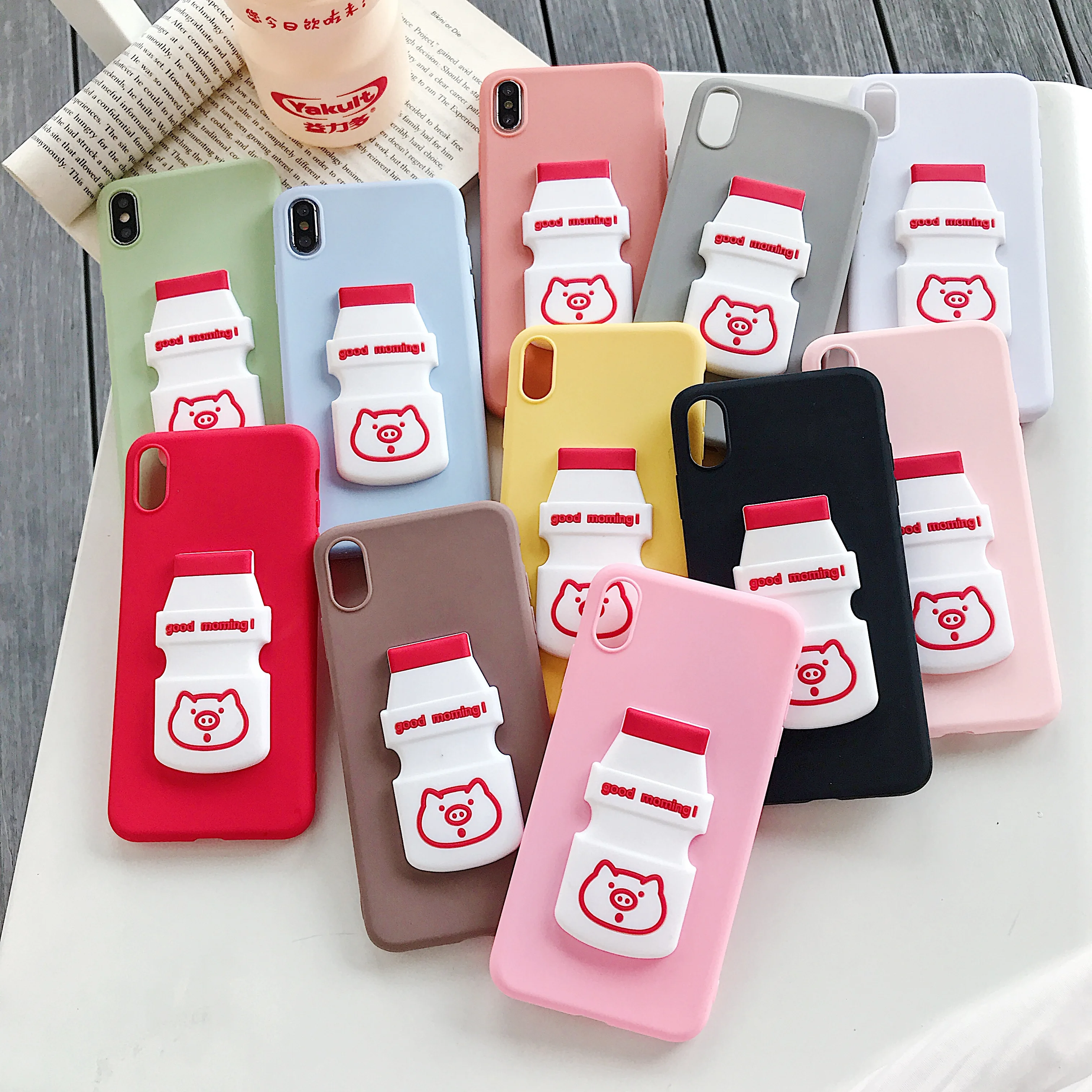 

Super cute 3D milk bottle Cartoon pig soft TPU phone case for iphone X XR XS MAX 6S 6 7 8 plus Silicone cover for iphone 7 plus