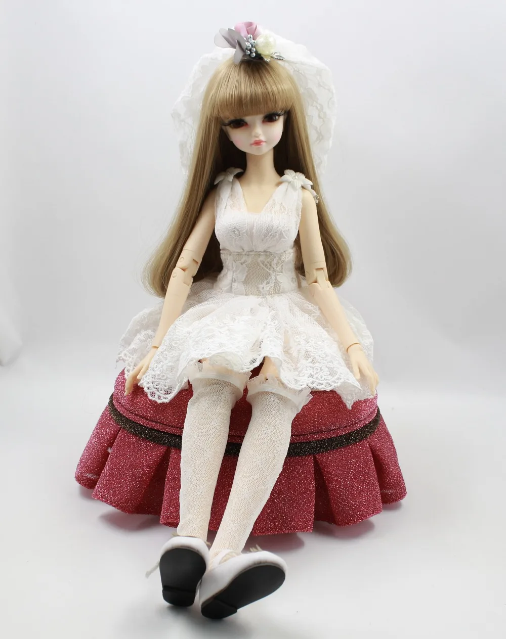 free-shipping-forturn-days-only-for-1-4-bjd-45cm-doll-wedding-dress-white-headdress-legging (2)