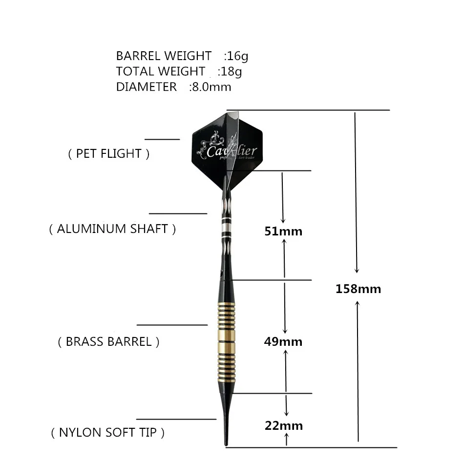 3 шт./кор. Профессиональный рыцарь Дартс 18 г мягкий наконечник Дартс латунь оперение дротиков для игры в дартс набор спортивная съемка электронный дартс высокое качество